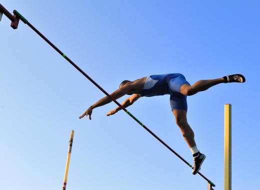 The high jump requires training for short, powerful bursts.