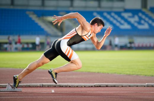 Sprinters use specialized running shoes.