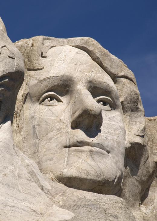 Thomas Jefferson on Mount Rushmore, which is near Sturgis, SD.