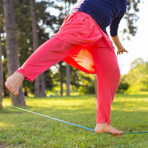 Slacklining that is done near the ground is known as lowlining.