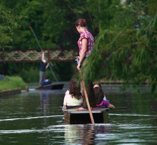 A punt may be navigated by use of a long pole.