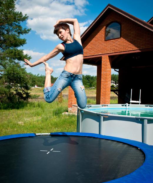 Firefighter games may include the use of a trampoline.